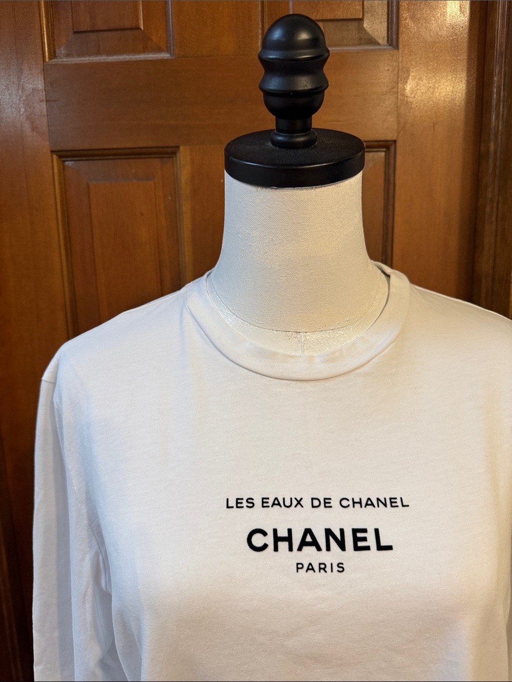CHANEL Uniform White Long Sleeve Logo Tee Size M